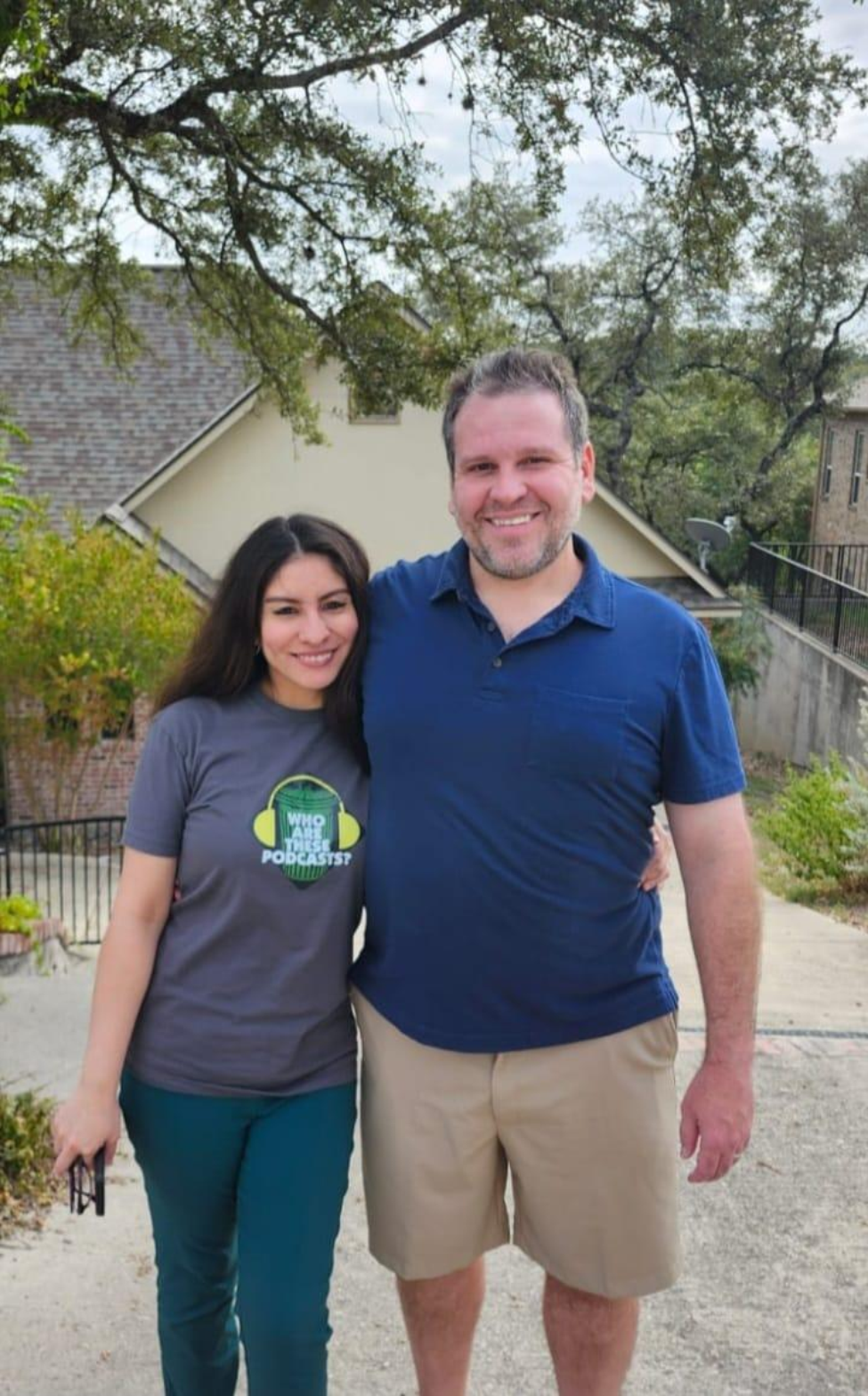 Michael Lemke, PhD, with his wife, Ximena, at their new home in the San Antonio area.